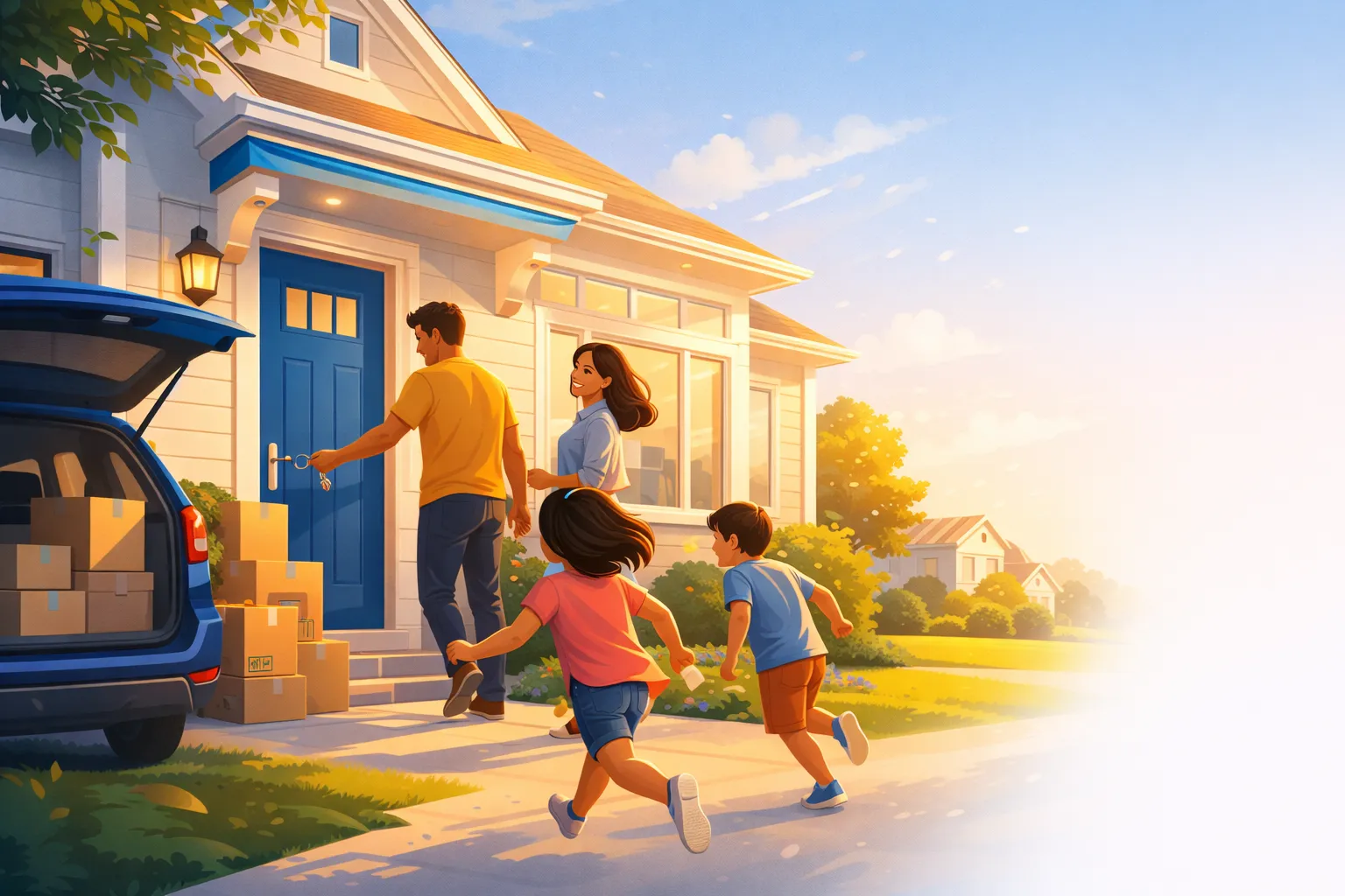 Family moving into new home โ Quattro helps brokers close deals for families like this